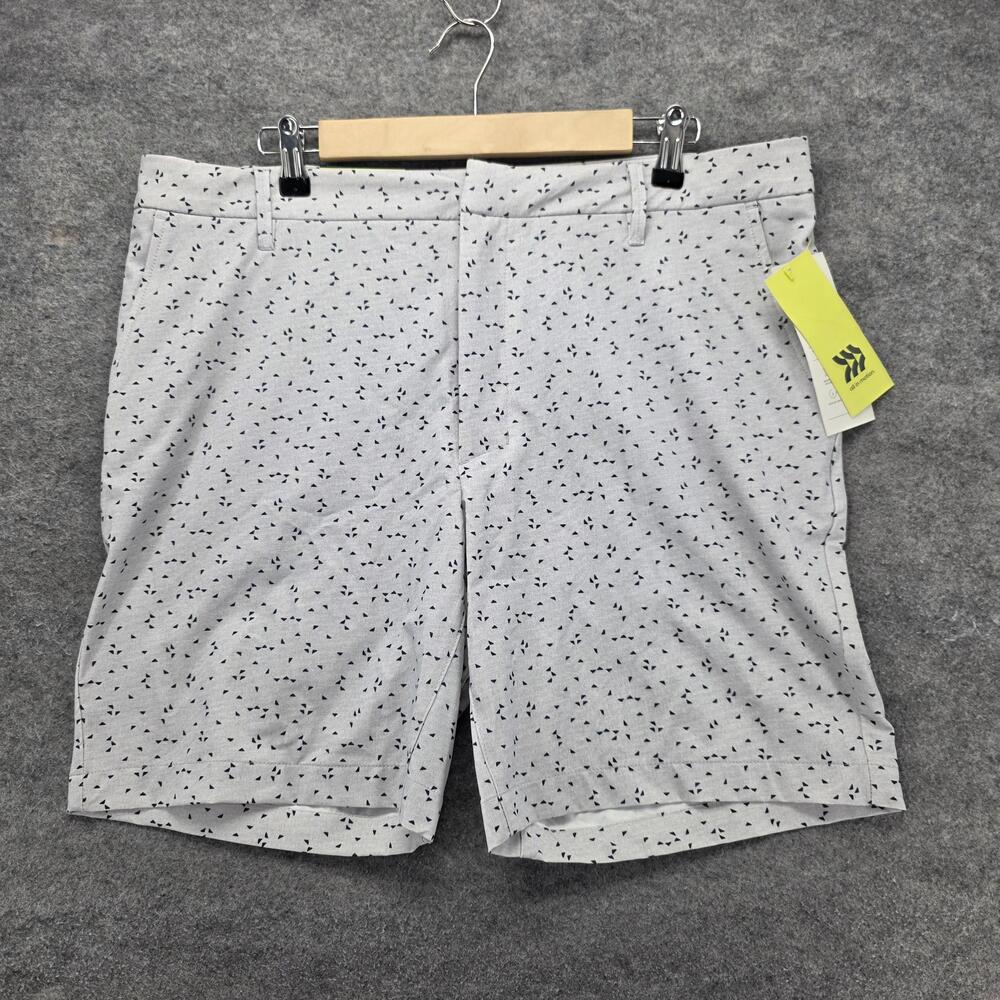 All In Motion Shorts Mens 38 Gray Chino Flat Front 9 Inseam Microfiber Stretch